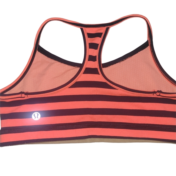 Lululemon Orange And Black Striped Racerback Sports Bra 4 - Picture 2 of 3